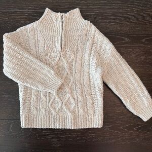 H&M‎ Toddler Chunky Knit Gray & Cream Cable Knit Sweater 2T Quarter-Zip